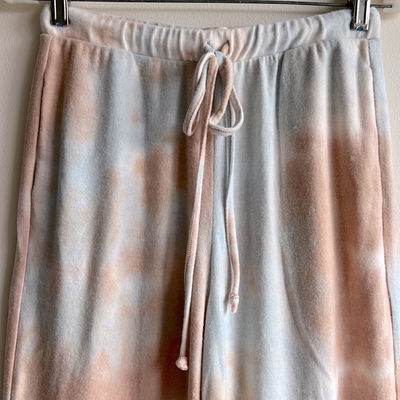NWT Melloday Blue and Taupe Tie Dye Wide Leg Sweatpants Size Small - Picture 4 of 16